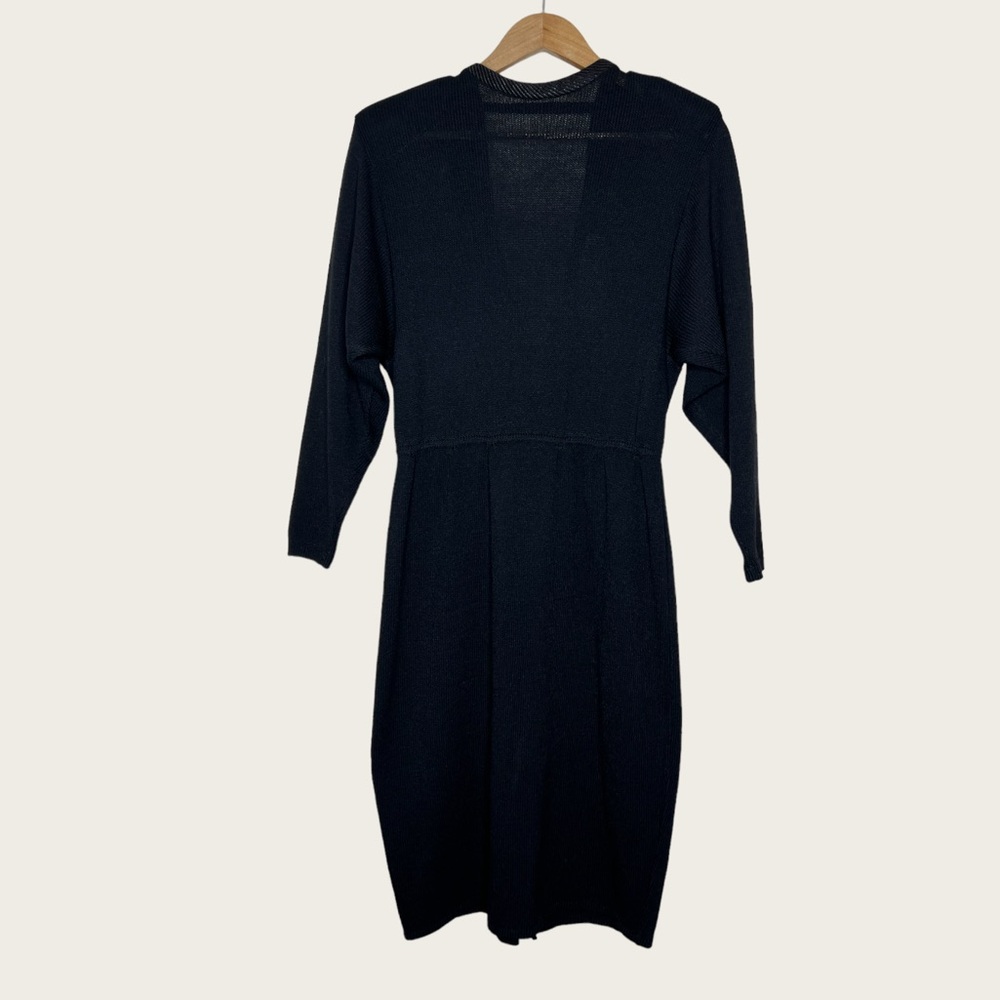 St. John Vintage Long Sleeve Knit Midi Dress Black Size 8